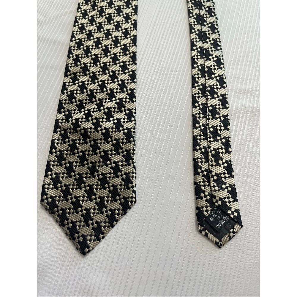 Gianni Versace Black Champagne 100% Silk Necktie Tie